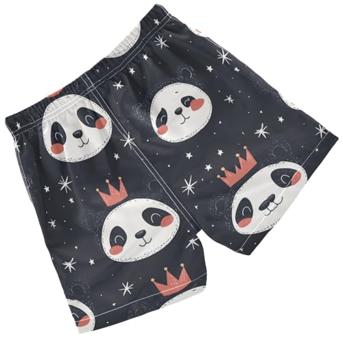 Pigsaly Boys' Swim Board Shorts Crown Stars Cute Panda Boy's Swim Trunks Kids Swimwear S2