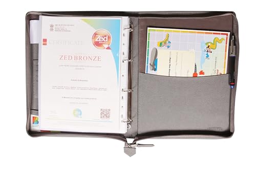 Image of Sukeshcraft PU Multiuse 25 File Sleeve for Documents, Certificates, FDRs | A4 Size Portfolio Document Holder for Office, Home, School & Sports Use (Grain Grey)