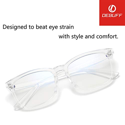 DeBuff Blue Light Blocking Glasses Women Men Clear Lens Square Frame Computer Eyeglasses (Clear) - Image 5
