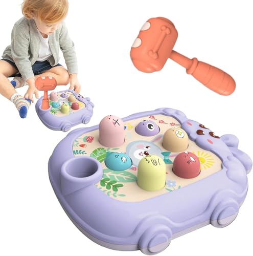Image of BeFunky Whack Game Mole - Interactive Fidget Toy and Game for Toddler | Cartoon Bunny Design Hammering and Pounding Toys with Hammer (Purple)