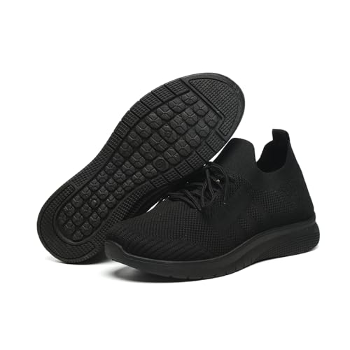 Image of Women's Lightweight Non Slip Walking Sneakers - Breathable Mesh Work Shoes for Standing All Day, Comfortable Nursing Tennis Shoes Black