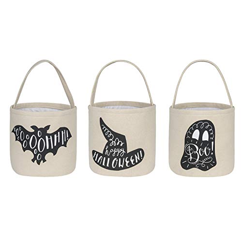 3 Pcs Halloween Trick or Treat Bucket - Candy Basket Tote Bag for Kids（Magic Hat, Ghost, Bat）