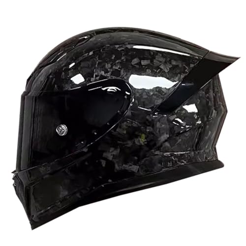 Casco Moto in Fibra di Carbonio, Casco Moto Integrale con Ala Posteriore, Casco Moto da Strada omologato DOT/ECE per Uomo Donna