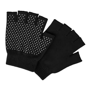 AKORD Fingerless Gloves 2 Pairs – Unisex Stretch Knit Winter Gloves with Non-Slip Rubber Grip, One Size Fits Most