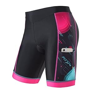 FitsT4 Kids Cycling Bike Shorts Boys Girls Printed Biking Shorts Padded Youth Triathlon Shorts with Pockets