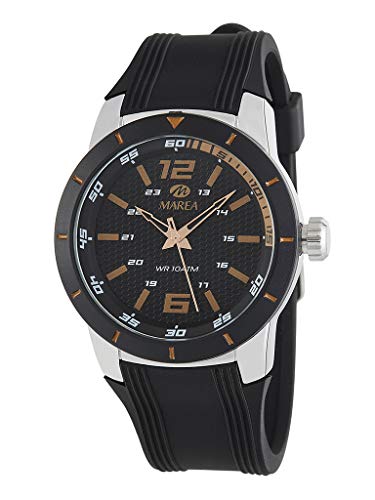 Reloj Marea Analógico Hombre B35292/3 Correa Silicona Negra y Detalles en Cobre