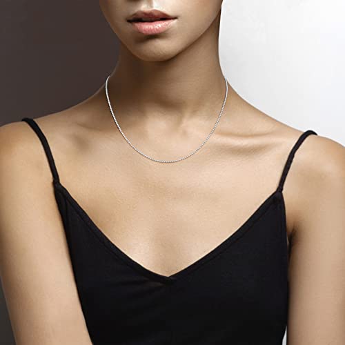 Miabella Italian 925 Sterling Silver 2Mm Ball Chain Necklace, Solid Bead Necklace Made In Italy (Length 18 Inches (Women's Average Length)) #TOP2