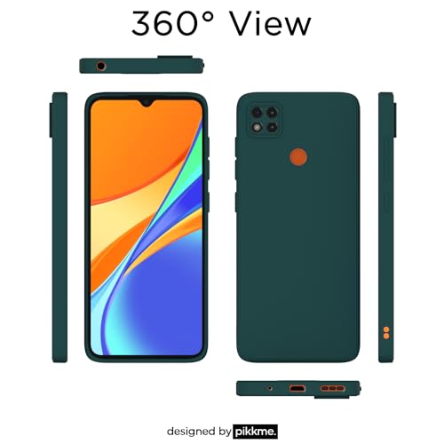 Image of Outlouders Back Cover for Redmi 10A / 10A Sport /Redmi 9 /9 Activ / 9C / Poco C31 | Camera Protection | Durable Soft Matte Silicone Bumper Case (Green)
