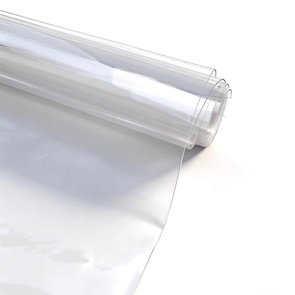 Hobbspring 1 Roll Clear TPU Vinyl Fabric 0.4mm Waterproof Thin Crystal Wrapped Plastic Cloth Multi Purpose DIY Crafting Clothing Fabric for Making Handags DIY Decor