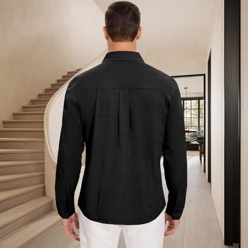 Men's Long Sleeve Casual Button Down Shirts Untucked Shirts for Men Business Stretch Wrinkle Free Dress Shirt3