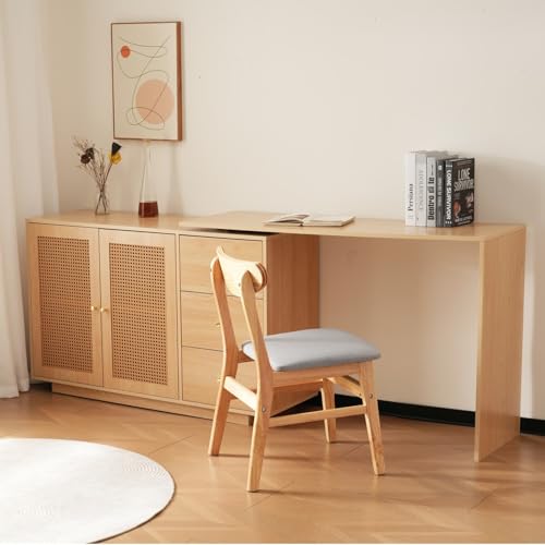 Sweiko Bureau d’Angle L avec Plateau pivotant 360° et 3 tiroirs, Meubles de Bureau avec...