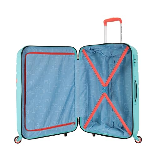 Image of American Tourister Upland Sport 68 CM Medium Checkin Polypropylene (PP) Hard 4 Wheels Spinner Luggage /Suitcase /Trolley Bag for Travel (Pool Blue)