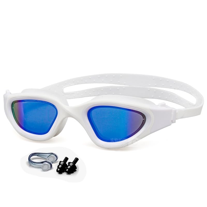 DHMBNTED New swimming goggles HD anti-fog electroplating one-piece adult swimming goggles Professional medium frame swimming goggles