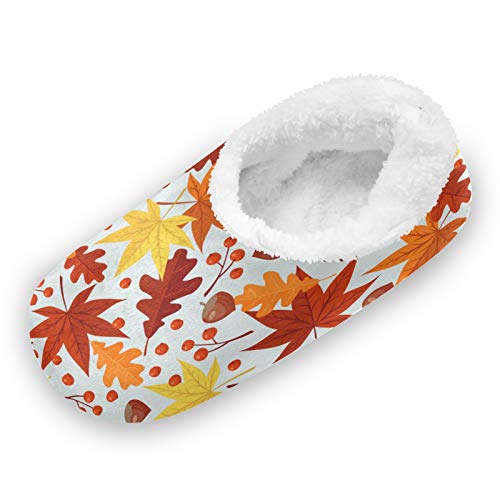 TropicalLife LUCKYEAH Zapatillas de casa de hoja de arce para mujeres y hombres con pies peludos, cómodas y cálidas de espuma viscoelástica, zapatillas de felpa para interiores y exteriores,