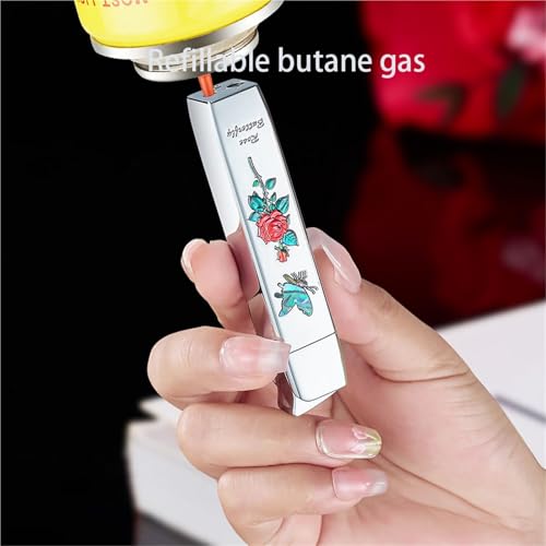 Encendedor de butano recargable con llama ajustable para velas y cigarrillos 7