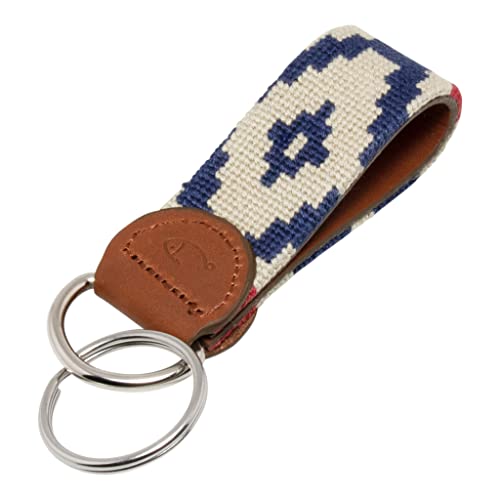 Image of Leather Hand-Stitched Needlepoint Key Fob or Key Chain