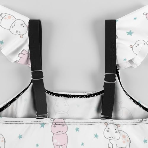 Image of Girls One Piece Swimsuit Lovely Cute Animals Ruffles Swimwear Bathing Suits 3-12 Years