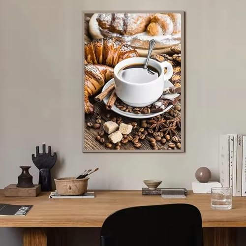 Affiche café latte vintage sur toile 70x100 cm décoration murale pour cuisine et bar sans cadre