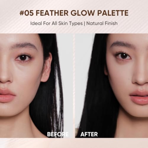 Image of JUDYDOLL Highlight & Contour Palette, All-in-One Matte Highlighter Contour Compact,Natural Brightening Finish for Cool Fair & Olive Skin (05 Feather Glow Palette)