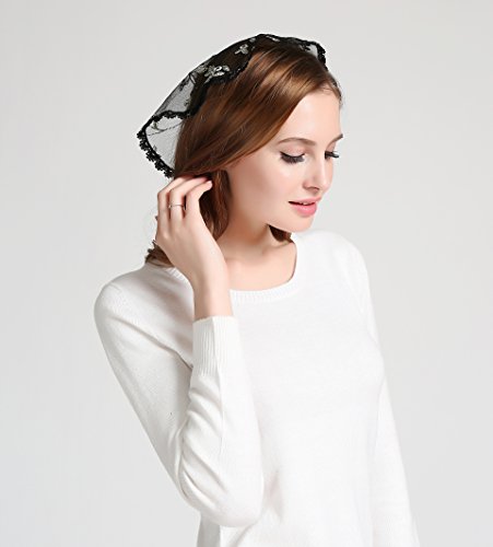 Embroidery head covering flowers lace chapel cap V49 (Dark color) - Thumbnail 2