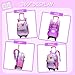 HTgroce 3PCS Rolling Backpack Set, Sequin Wheeled School Bag for Kindergarten & Elementary School, Purple Love