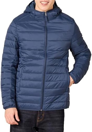 Amazon Essentials Men's Lightweight Water-Resistant Packable Hooded Puffer Jacket