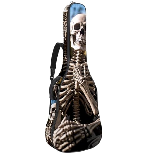 Housse de guitare basse et acoustique 104 cm imperméable à motif crâne d'Halloween