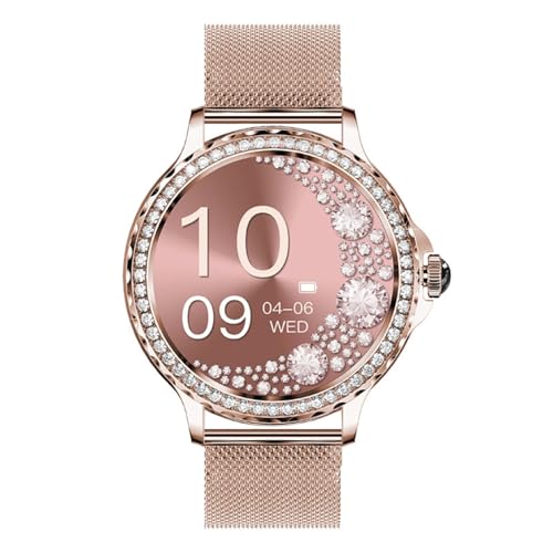XIEFEI Elegante reloj inteligente con Bluetooth para mujer: rastrea la presión arterial, el oxígeno en sangre y disfruta de más de 100 modos deportivos (dorado)