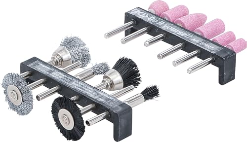 BGS Diy 50797 | Schleifer- und Stahldraht- / Kunststoff-Bürsten-Satz | 12-tlg.