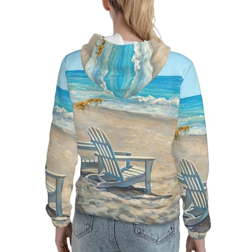 Sweat à capuche scène de plage pour femme pull ajusté - 4