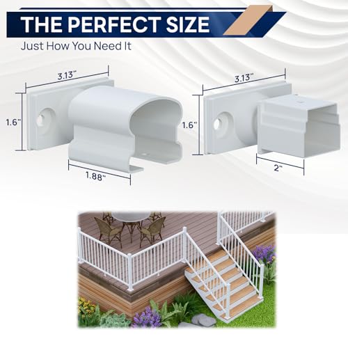 Image of Egadis 4 Pack Aluminum Deck Railing Bracket Connector, Adjustable Railing Bracket, White Outdoor Textured AAMA2604 Powder-Coat Finish Rail Modular System for Decks, Porches & Balconies