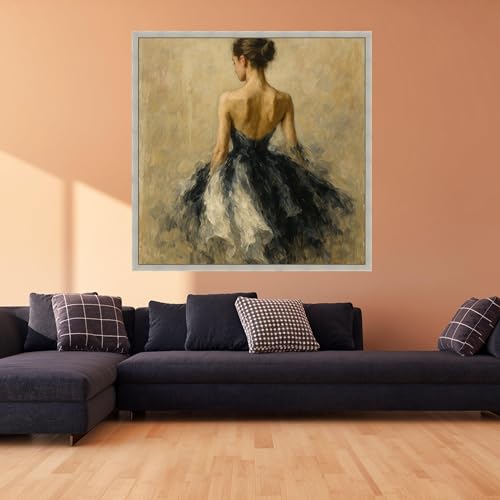 Toile de ballerine impressionniste decoration murale salon tons neutres