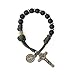Nazareth Store One Decade Green Paracord Black Matte Beads Antique Bronze Rosary Bracelet with St Benedict Cross Crucifix For Men and Women
