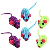 SHINEOFI Elastisches Katzenspielzeug Maus 6 Stück Langlebige Bunte Spielzeugmäuse aus Elastischem Seil für Katzen und Kätzchen Kratzschützendes Haustierspielzeug Zufällige Zufällige Farbe