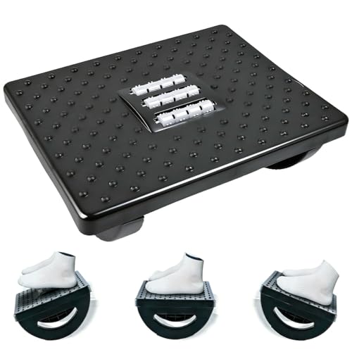 Vunanvu Reposapiés de Oficina, Reposapiés Ergonómico para Escritorio, Reposa Pies Trabajo Oficina con Cojín Ergonómico de Plástico y Puntos de Masaje, Soporte para Pies Bajo Escritorio del Hogar