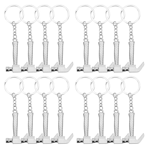 Cabilock Chaveiro com 16 peças, multiferramentas, mini martelo de garra, presente para pai, chaveiro legal para homens, multiuso, martelo, chaveiro, mochila, ornamento, metal