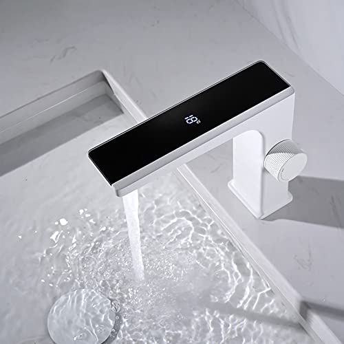 Robinet de lavabo digital LED blanc en laiton monotrou