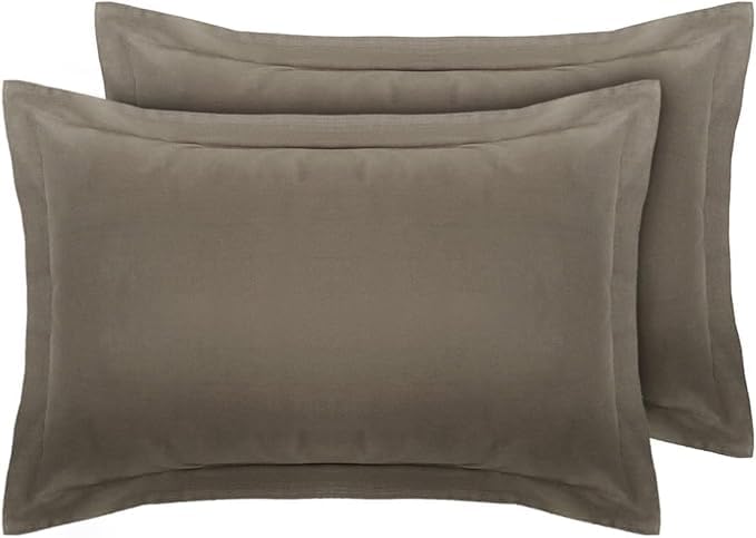 Pair of Oxford Pillow Cases Elegant Twin Pack Easy Care Polycotton Percale (Grey)