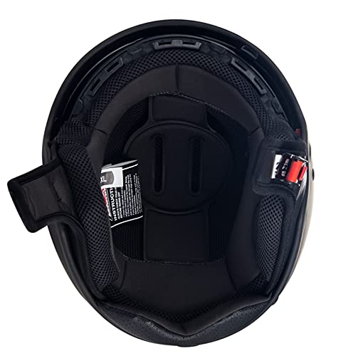 Triangle Open Face Motorcycle Helmet Half Face With Smoked Visor For Adult Men Women (Matte Black, X-Large) #TOP4