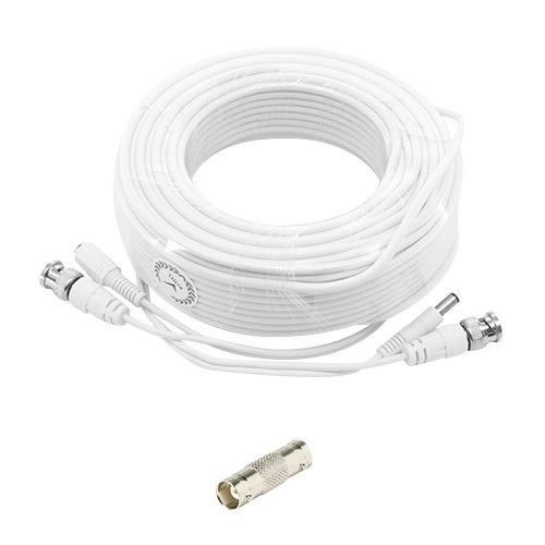 100ft White Premium Surveillace Thick Extension Cables for