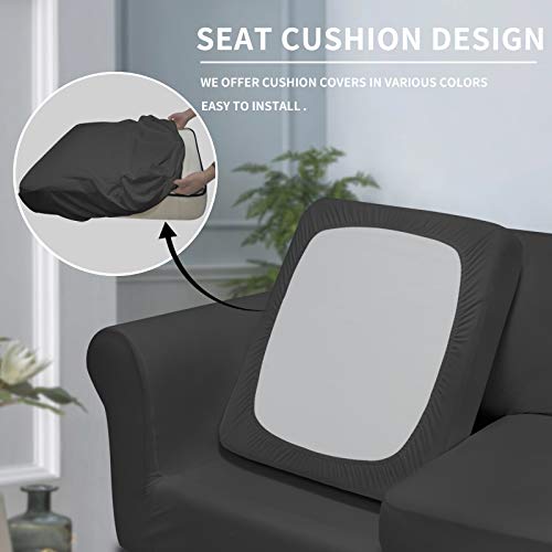 Image of Easy-Going 4 Pieces Oversized Stretch Soft Couch Cover for Dogs - Washable Sofa Slipcover for 3 Separate Cushion Couch - Elastic Furniture Protector for Pets, Kids Dark Gray | Sectional Sofa Slipcover for 3 Separate Cushion Couch - Elastic Furniture Protector for Pets, Kids Dark Gray