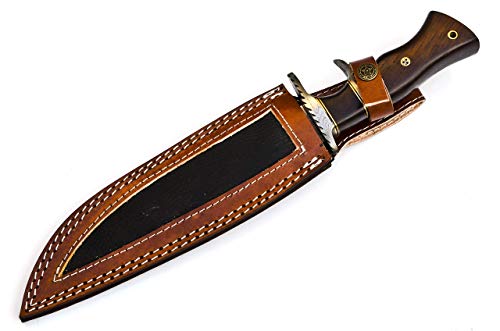 Hand Made Damascus Steel Collectible Bowie Knife & Handle Camel Bone with Pakka Wood (brown)