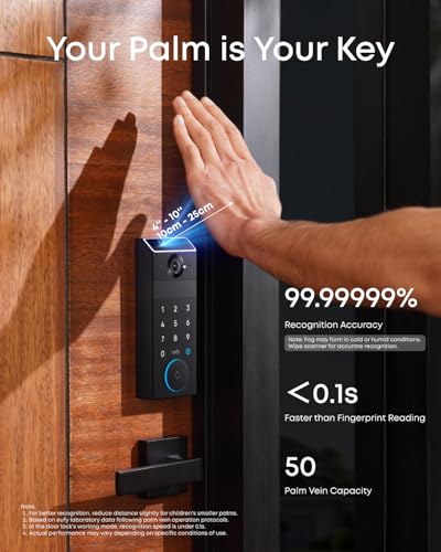 Image of eufy FamiLock S3 Max + HomeBase S380 (HomeBase 3), Smart Lock with Palm Vein Recognition, Keyless Entry Door Lock for Front Door, 3-in-1 Wi-Fi Keypad Deadbolt+ 2K HDR