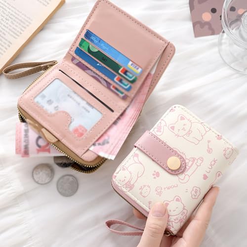 Women's Wallets, Women's Small Cute Wallet, Cute Cat Pattern Credit Card Holder with Zipper for Cash, Keys, ID card, Coins4