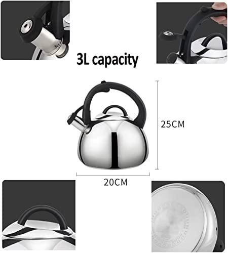 Bouilloire à sifflet en acier inoxydable de 3L pour cuisinière et eau chaude - 6