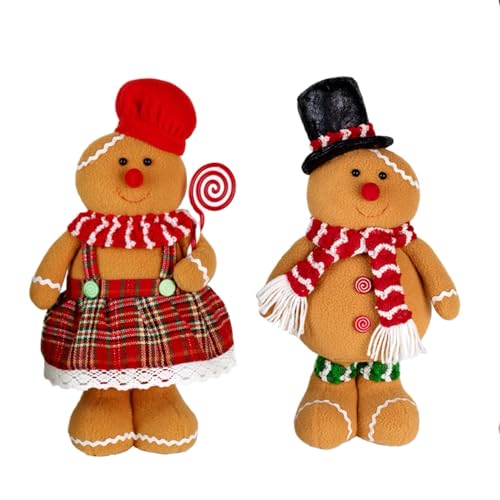 Retractable Christmas Plush Gingerbread Man, 2 Pack, 15 Inches, Collectible