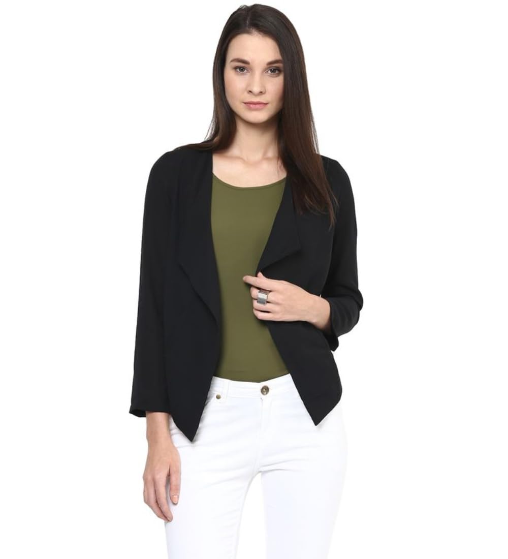 Women's Polyester Solid Long Sleeves Blazer (Black, M)-PID65320-image-34