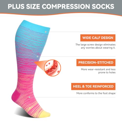 Image of Plus Size Compression Socks: Wide Calf for Women Men 20-30 mmHg