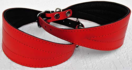 Podenco Greyhound Windhund - Halsband, Halsumfang 40-47cm/65mm Leder °ROT°(PL.9-10-626)
