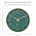 Foxtop Modern Wall Clock 12 Inch Silent Non Ticking Battery Operated Round Quartz Gold Wall Clock for Living Room Bedroom Kitchen Office Classroom Decor (Dark Green Dial)